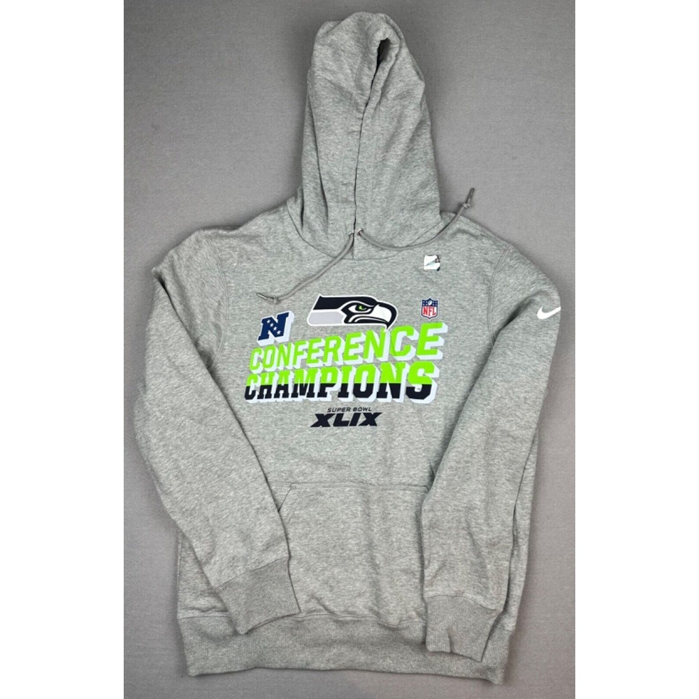Seattle Seahawks Sweatshirt Nike Mens L Gray Superbowl XLIX Conference Champions
